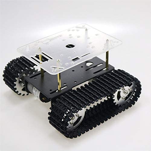 Premium Smart Metal Robot Chassis Kit Tank Tracked Car Platform with DC Motor for Arduino Raspberry Pie MicroBit Remote Control, T101 2-Layers DIY Robotic Part ROS AI STEAM Projects Education RC Toy