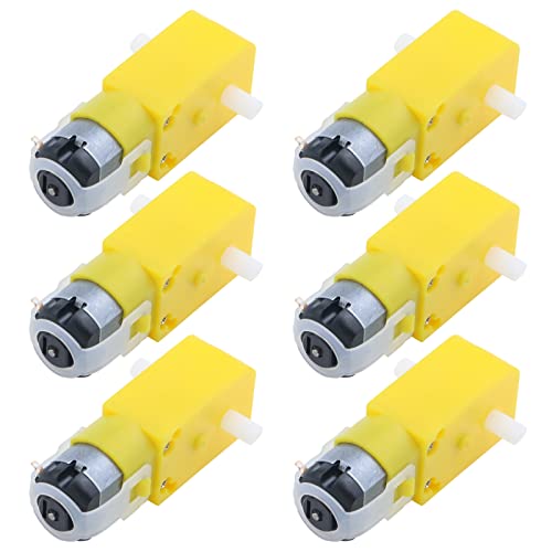 Antrader Gear Motor Dual Shaft 3-6V TT Motor for Smart Car Robot Pack of 6 (I Shape)