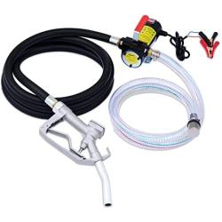Orion Motor Tech Diesel Transfer Pump, 12 Volt Fuel Transfer Pump with Nozzle Hoses for Diesel, Kerosene, Machine, Transformer Oil, Self Priming Fuel Pump DC Electric Diesel Fuel Transfer Pump Kit