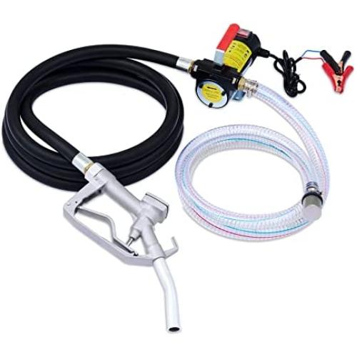 Orion Motor Tech Diesel Transfer Pump, 12 Volt Fuel Transfer Pump with Nozzle Hoses for Diesel, Kerosene, Machine, Transformer Oil, Self Priming Fuel Pump DC Electric Diesel Fuel Transfer Pump Kit