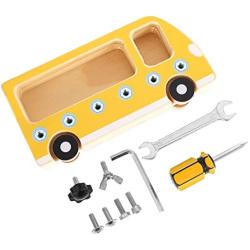 Screw Driver Boards Montessori Toy: 1 Set of Wooden Fire Truck Toys STEM Driver Spanner Kits Basic Skill Educational Learning Sensory Toy for Kid