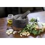 Casa Noa Mortar and Pestle Set with Wood Base - Heavy & Solid Polished Granite - 100% Natural, Large Guacamole Bowl, Stone Grinder, Molcajete Bowl, Anti-Scratch, 1.8 Cup Capacity, 5.8-Inch Pestle