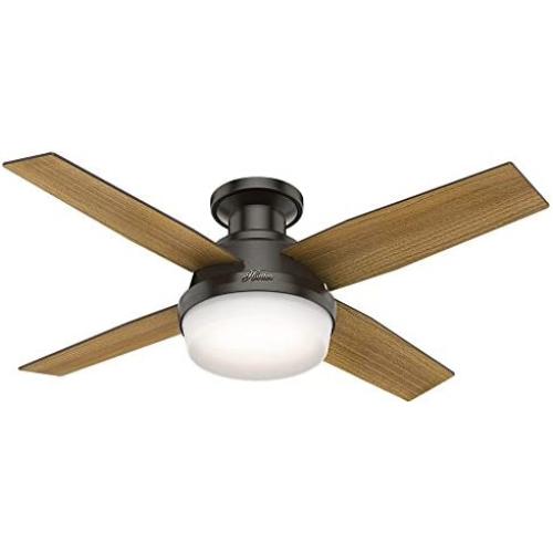 Hunter Dempsey Indoor Low Profile Ceiling Fan with LED Light and Remote Control