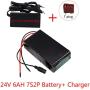 Wnicek 24V 6000mAh E-Bike Lithium Battery Pack 7S 2P 6AH Lithium-ion Battery for Motor Within 500W for Electric Scooters Electric Tools Airplane Models with 20A BMS and Charger