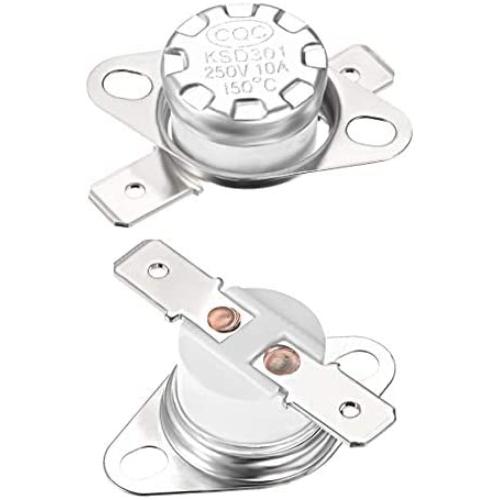 uxcell KSD301 Thermostat 150°C/302°F 10A Normally Closed N.C Adjust Snap Disc Temperature Switch for Microwave,Oven,Coffee Maker 2pcs