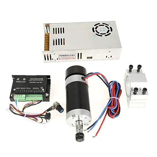 WS55-22 ER11 Brushless Spindle Motor, CNC Spindle + Drive + Power Supply + Fixed Clamp 500W, Motor Drive Controller