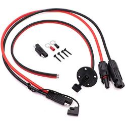 2ft/60cm Solar Conector to SAE Adapter 10AWG Cable + 2ft/60cm 10 AWG Solar Weatherproof SAE Socket Sidewall Port