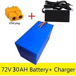 Jieoto 72V Mopeds Li-ion Battery 20Ah 30Ah 40Ah Rechargeable Lithium Battery Pack Fit for Electric Scooter Golf Cart Electric Motorcycle Electric Tricycle E-Bike with Fast Charger
