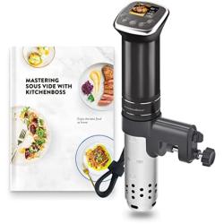 Sous Vide Cooker Ultra-Quiet: Color LCD Recipes IPX7 Waterproof Circulator Cooker Brushless DC Motor 1100 Watts Immersion Circulator Include Sous Vide Cookbook by KitchenBoss