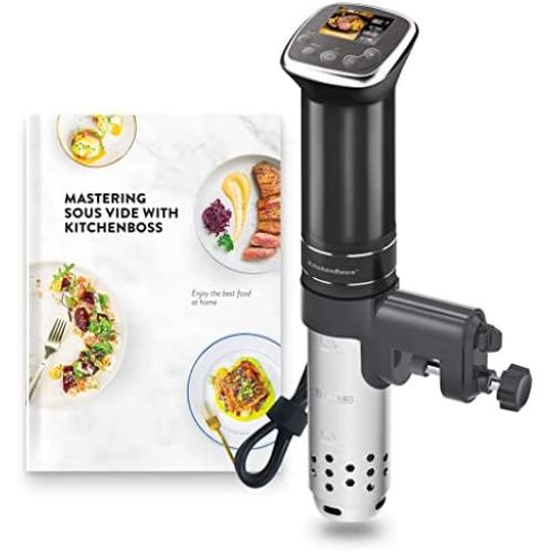 Sous Vide Cooker Ultra-Quiet: Color LCD Recipes IPX7 Waterproof Circulator Cooker Brushless DC Motor 1100 Watts Immersion Circulator Include Sous Vide Cookbook by KitchenBoss