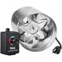 iPower GLFANXBOOSTER8CTRL 8 Inch 420 CFM Booster Fan Inline Duct Vent Blower with Variable Speed Controller Adjuster, Silver
