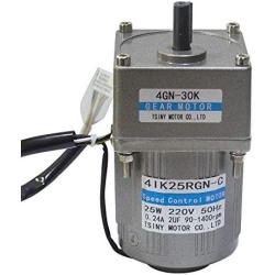 Bemonoc 25Watts AC 220V 50/60HZ Gear Reducer Motor High Speed 280 RPM Shaft Diameter 10mm & AC Speed Controller Kits Speed Variable CW CCW for dyeing industry