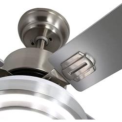 warmiplanet Ceiling Fan with Lights Remote Control, 44 Inch, Brushed Nickel Motor (4-Blades)…