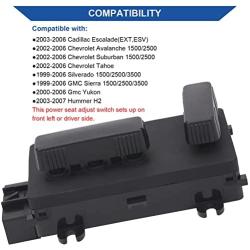 Obaee Power Seat Switch Recliner Adjust Control Driver Left 8 Way Compatible with Chevy Chevrolet Silverado/Avalanche/Suburban/Tahoe 1999-2007 GMC Sierra/Yukon Cadillac Escalade Replaces OEM 12450166