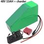 Jieoto 48V 15Ah E-Bike Lithium Battery Pack, Electric Bicycle Scooter Battery with Charger, for Electric Bicycle 250W 350W 500W 800W Motor