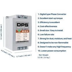 Single Phase to 3 Phase Converter, MY-PS-15 Model, Suitable for 10Hp(7.5Kw) 30Amps 200-240V 3 Phase Motor, One DPS Should Be Used for One Motor, Input/Output 200V-240V, Digital Type