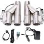 RJSPHH 3 Inch Electric Exhaust Cutout Motor E-cut Valve Kit Dual Flaps Type, Y Pipe 2 pcs with One Controller Remote Kit