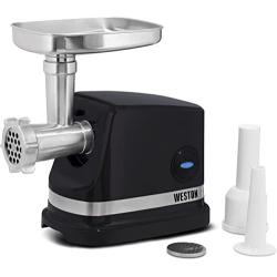 Weston Electric Meat Grinder & Sausage Stuffer, #5 500 Watt, 5/8 HP Motor, Grinds 2 lbs Per Minute, Black (33-1101-W)