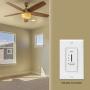 ENERLITES 3 Speed Ceiling Fan Control, 120VAC, 2.5A, Single-Pole, Neutral Wire NOT Required, 17000-F3-W-F, White