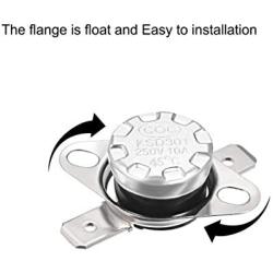uxcell KSD301 Thermostat 45°C/113°F 10A Normally Closed N.C Adjust Snap Disc Temperature Switch 5pcs