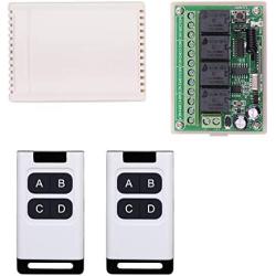 DC 12V Wireless Remote Switch 4 Channel 433Mhz RF White Remote Control with Wireless 4 Relay Receiver, 12V Multifunction Switch for LED Motor Widely Used