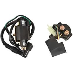Trkimal Solenoid Relay Ignition Coil 5 Pin CDI Box Regulator Rectifier Spark Plug for 50cc 70cc 90cc 110cc 125cc ATV 3050B Pit Dirt Bike Go Kart Compatible with Kazuma Falcon Taotao Coolster Parts