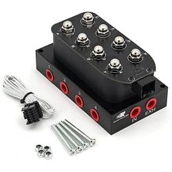 CNRAQR Universal 1/4 NPT 12V Control Air Bag Suspension 4Corner Block Manifold Solenoid Valve For Auto Motorcycle (0-300psi)