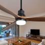 Sofucor Ceiling Fan 60 Wood Ceiling Fan with Lights Remote Control Walnut Blades Dimmable Light Reversible DC Motor Modern Ceiling Fan for Kitchen, Bedroom, Basement, Dining, Living Room Matte Black