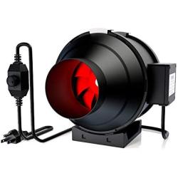 TOPHORT 4 Inch Inline Duct Fan 190 CFM Blower Fan with Variable Speed Controller HVAC Blower for Ventilation