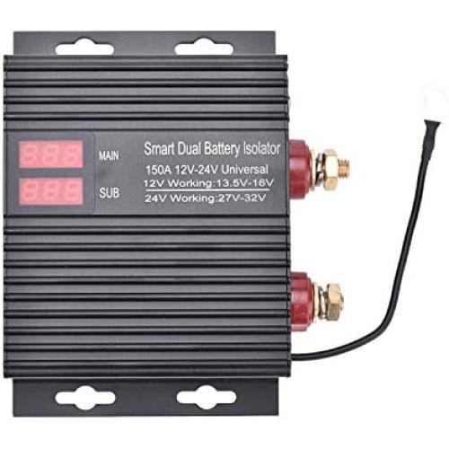 150 Amp Dual Battery Smart Isolator Universal 12V/24V Voltage Sensitive Relay for ATV, UTV, RV, Truck, SUV Off-Roader Vehicle, High Current Protection Controller Split Charge Starter Relay