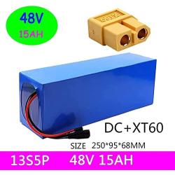 Jieoto 48V 15000mAh E-Bike Lithium Battery Pack 13S 5P 15Ah Li-ion Battery with 54.6V Charger Suitable for 250W-1000W Motor Fit for Electric Scooter Electrical Tools Electric Go-Kart
