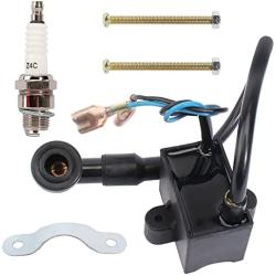 QAZAKY CDI Ignition Coil Spark Plug for 49cc 50cc 60cc 66cc 70cc 80cc 2-stroke Engine Motorized Bicycle Bike