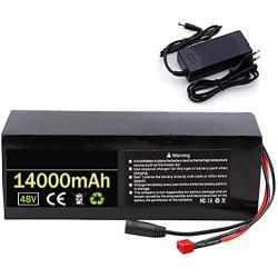 Jieoto E-Bike Battery Pack 48V 14000mAh Electric Bike Lithium Battery Rechargeable Waterproof Battery Pack with 54.6V Charger Fit for 1000W 750W 500W 350W 250W 200W Motor