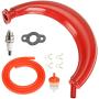 FVRITO 40mm Half Moon Curving Exhaust Muffler Pipe Silencer Gasket Fuel Line Filter and Spark Plug for 2 Stroke 80cc 66cc 60cc 49cc Engine Gas Motorized Bicycle Motor Bike Red