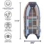 Newport Vessels 11ft 9in Baja Inflatable Dinghy Boat Transom Sport Tender - 6 Person - 20 Horsepower USCG Rated, White/Gray, (20M1000020)