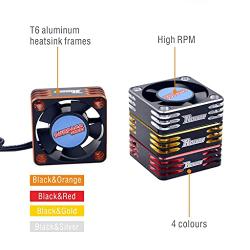 Surpass Hobby Rocket 30x30mm Aluminum 28000RPM Motor Cooling Fan for 1/8 1/10 1/12 RC Car 540 550 Motor (Black-Golden)