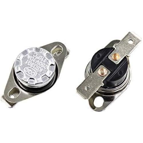 BokWin 2PCS KSD301 Thermostat 110°C 250V Normally Closed N.C Snap Disc Limit Control Switch Microwave Thermostat Thermal Switch