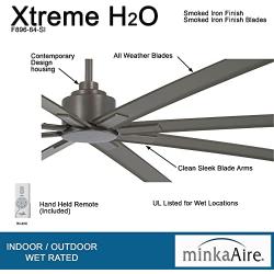 Minka-Aire F896-84-SI Xtreme H2O 84 Inch Outdoor Ceiling Fan with DC Motor in Smoked Iron Finish
