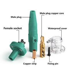 150A 600V High-Power Large-Current Industrial Connectors, Power Cable Aviation Connectors for Motor Frequency Conversion Cabinet Distribution Box, Fast Connectors for Stage Audio Lighting (Green)