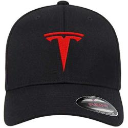 Tesla Motors Flex Fit Hat Baseball Cap Embroidered Flat Curved Brim