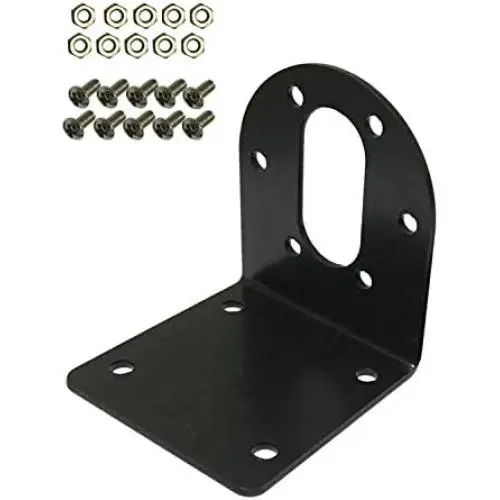 Black 37mm DC Gear Motors Mounting Bracket, Iron Anti-rust Gearbox L-shape Fixed Seat, Gear Reduction Motor Holder
