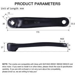 BAFANG Crank Arm for Mid Motor : 170mm Aluminium Alloy Cranksets fits for BBS01 BBS02 BBSHD Mid Mount Electric Bike Conversion Kit