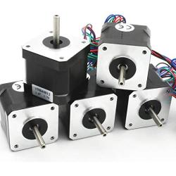 5Pcs Nema 17 Stepper Motor 40mm 64oz-in 45Ncm 1.7A 1.8 degree 2 phase with 1M 4-pin Cable & Connector Bipolar 42 stepping motor for 3D Printer Hobby CNC Router Machine 17HS4401J