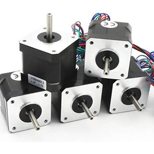 5Pcs Nema 17 Stepper Motor 40mm 64oz-in 45Ncm 1.7A 1.8 degree 2 phase with 1M 4-pin Cable & Connector Bipolar 42 stepping motor for 3D Printer Hobby CNC Router Machine 17HS4401J