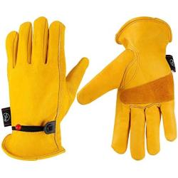 KIM YUAN Leather Work Gloves, with Adjustable Wrist, For Yard Work, Gardening, Farm, Warehouse, Construction, Motorcycle, Men & Women XXL 1 Pair