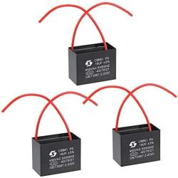 uxcell Ceiling Fan Capacitor CBB61 16uF 450V AC 2 Wires Metallized Polypropylene Film Capacitor 52x40x28mm for Electric Fan Pump Motor Generator 3Pcs