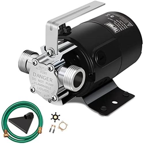 TOPWAY Water Transfer Electric Sump Utility Pump 330 GPH 1/10HP with Water Hose Kit (115V AC)