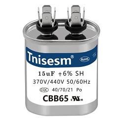 Tnisesm 15uF MFD ±6% 370V/440 AC CBB65 Capacitor, Oval Run Start Capacitor for AC Motor Run or Fan Start or Condenser Straight
