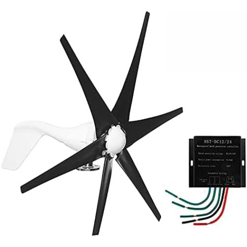 coldwind Wind Turbine Generator + Controller 6 Black Blades Horizontal Windmill Strong Power Powered Electric Aerogenerator Green Energy Generating-Black 48v