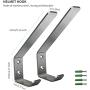 Motorcycle Helmet Rack Set of 3 Helmet Holder Wall Mount Include 180° Rotation Motorcycle Helmet Holder with 2 Hooks and Helmet Hooks Wall Mount for Jackets Caps Motorcycle Helmet Accessories